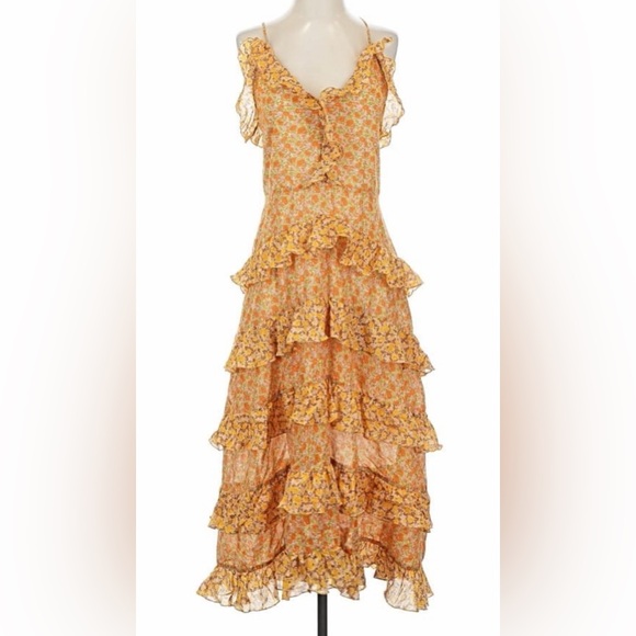 MAJE Rissol Floral Ruffle Sleeveless Cotton Dress US Size Small - Picture 15 of 16